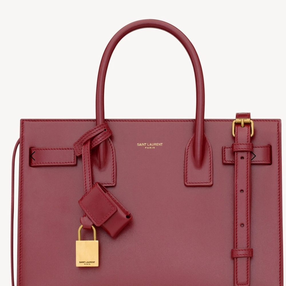Saint Laurent Red Satchel with Gold Hardware